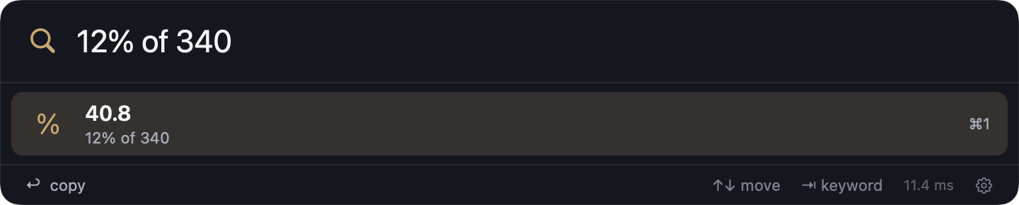 The Jump Valet panel showing the query 12% of 340 with the answer 40.8 below it.